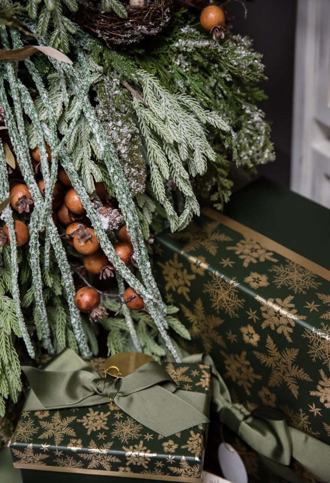 Artificial, frosted, weeping greenery branch - Greenery Marketgreenery218872