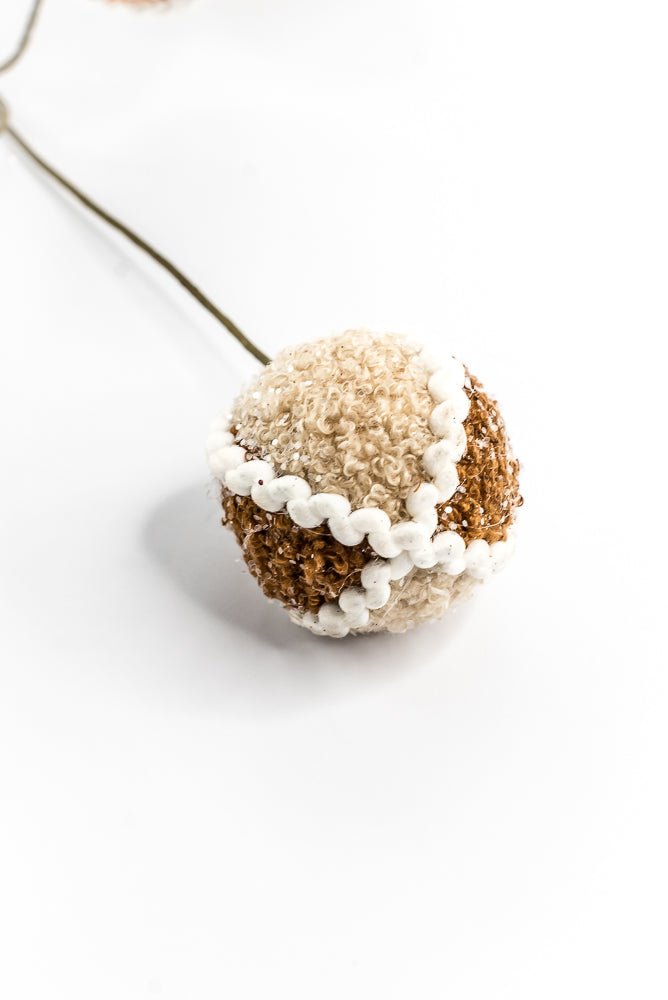 Artificial, Gingerbread, Jute Chenille Ball Spray - 27" - Greenery MarketArtificial Flora65782
