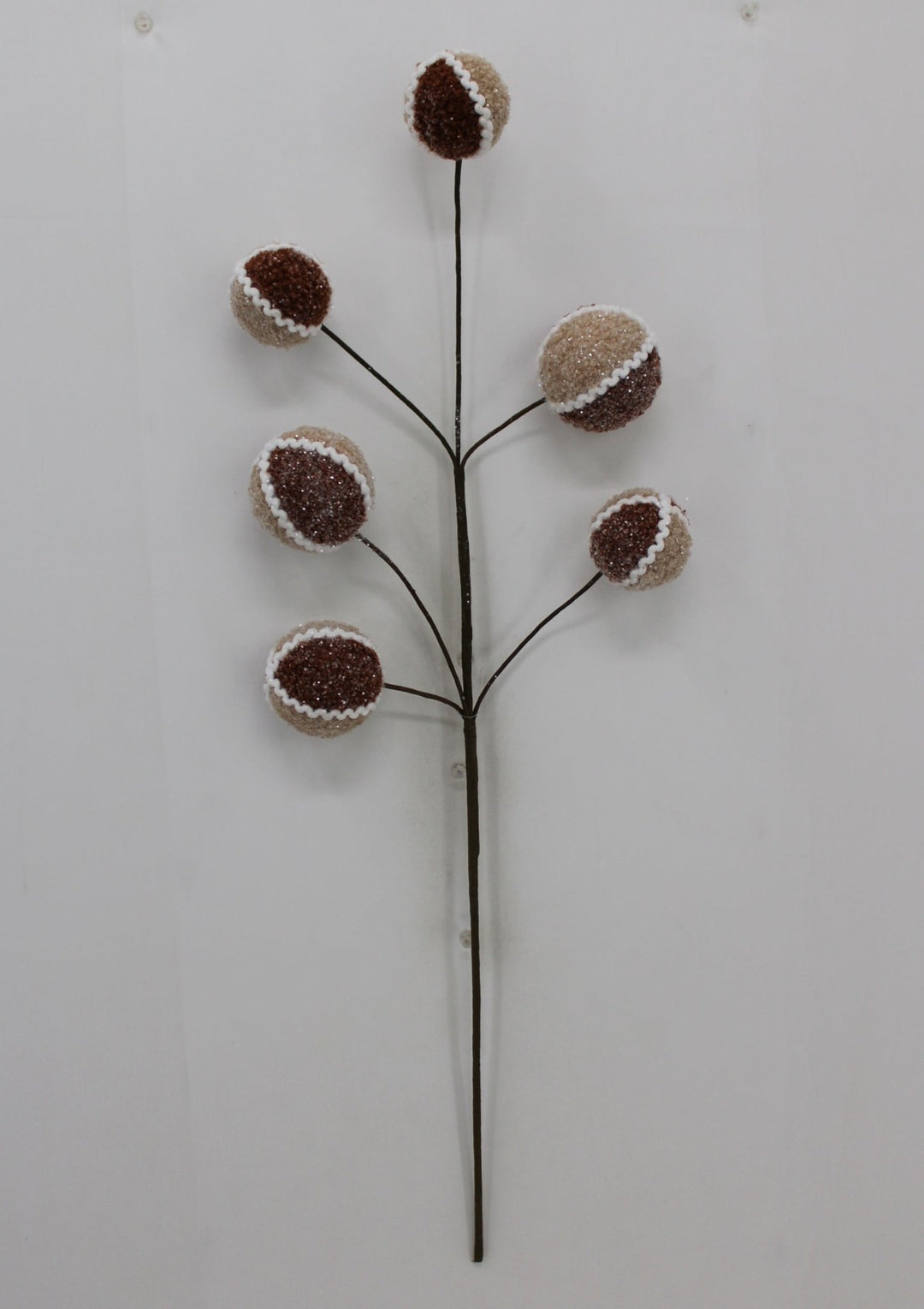Artificial, Gingerbread, Jute Chenille Ball Spray - 27" - Greenery MarketArtificial Flora65782
