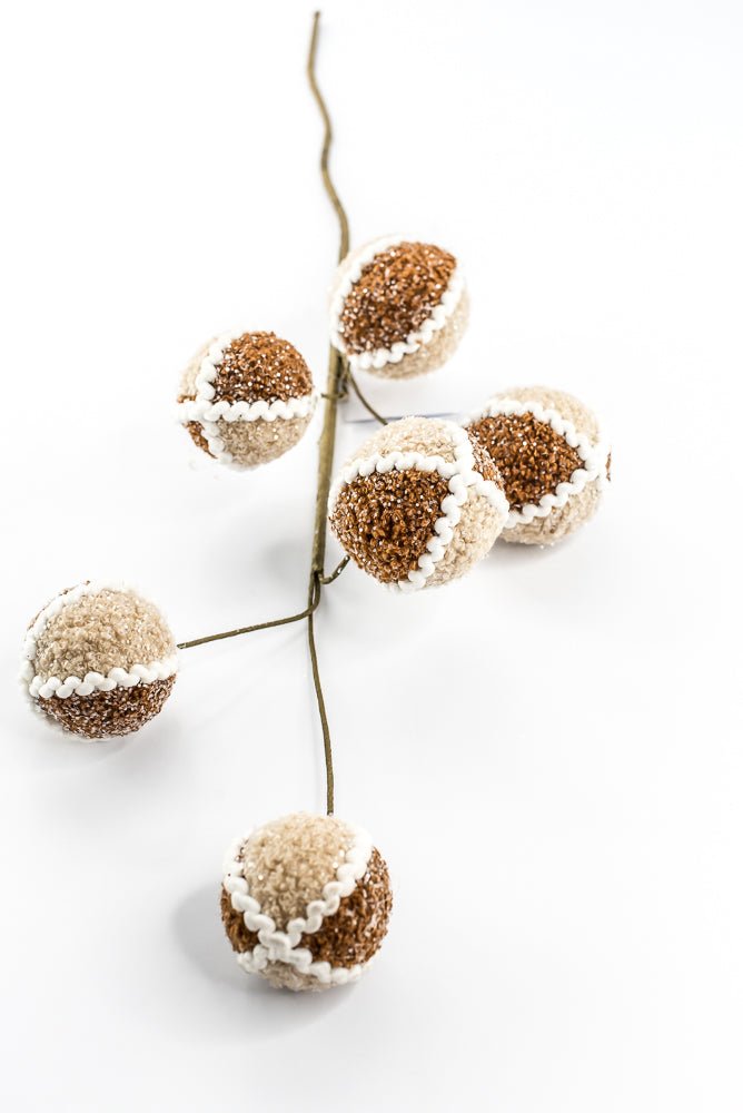Artificial, Gingerbread, Jute Chenille Ball Spray - 27" - Greenery MarketArtificial Flora65782