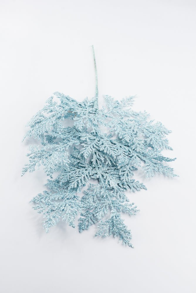 Artificial Glacier Blue Incense Cedar Glitter Spray - 19" - Greenery MarketArtificial Flowers271842