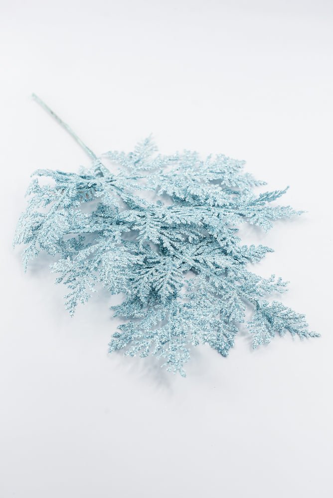 Artificial Glacier Blue Incense Cedar Glitter Spray - 19" - Greenery MarketArtificial Flowers271842