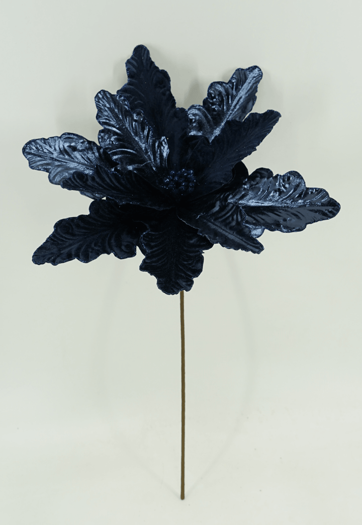 Artificial Glitter Metallic Poinsettia Stem - 15" - Greenery MarketArtificial Flora40469
