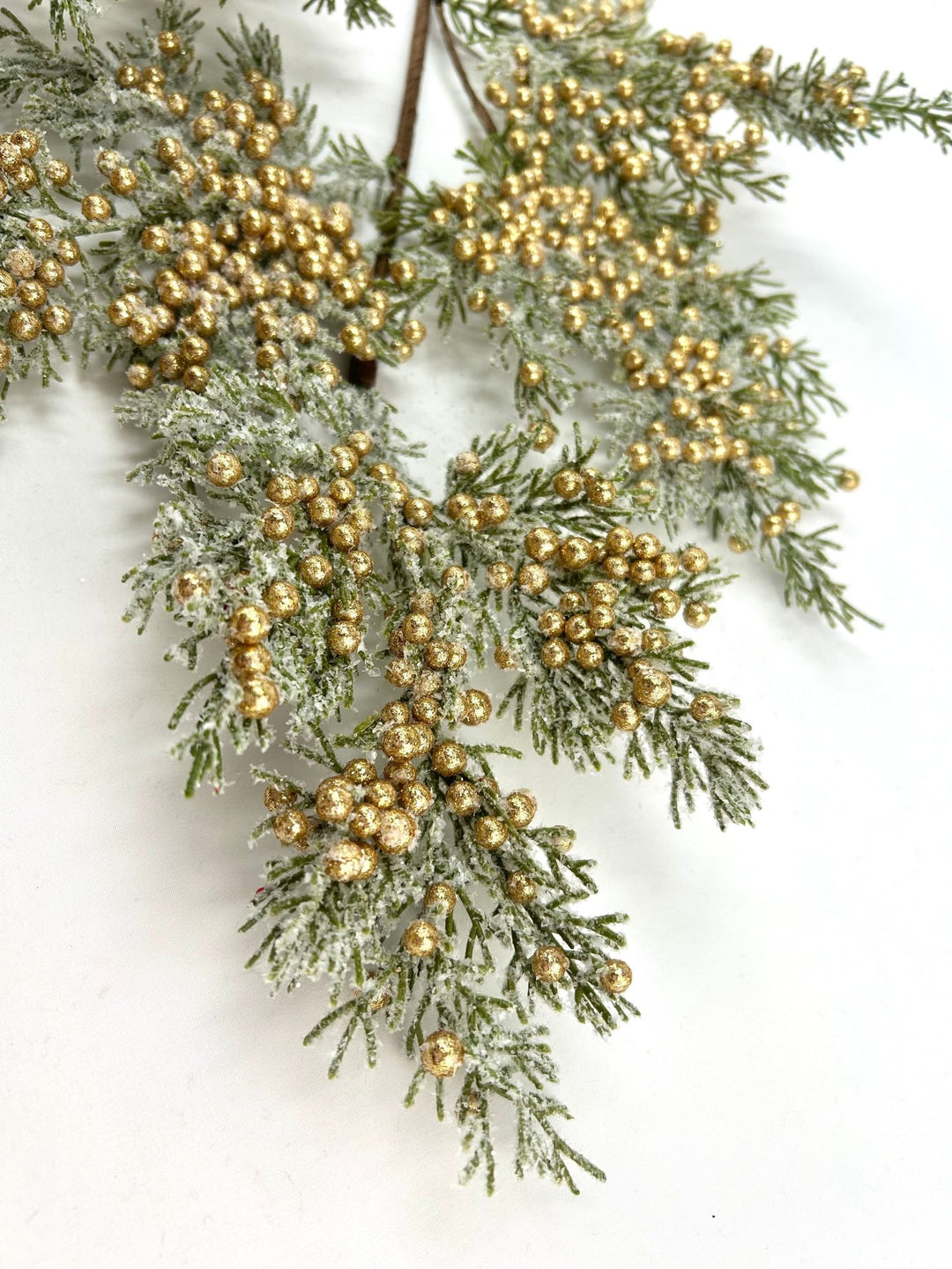 Artificial Gold Cedar Berry Spray With Snow - 32" - Greenery MarketArtificial Flora85775-GOLD
