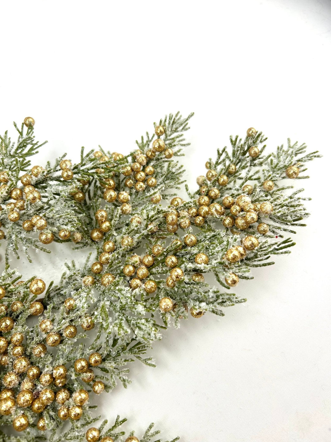 Artificial Gold Cedar Berry Spray With Snow - 32" - Greenery MarketArtificial Flora85775-GOLD