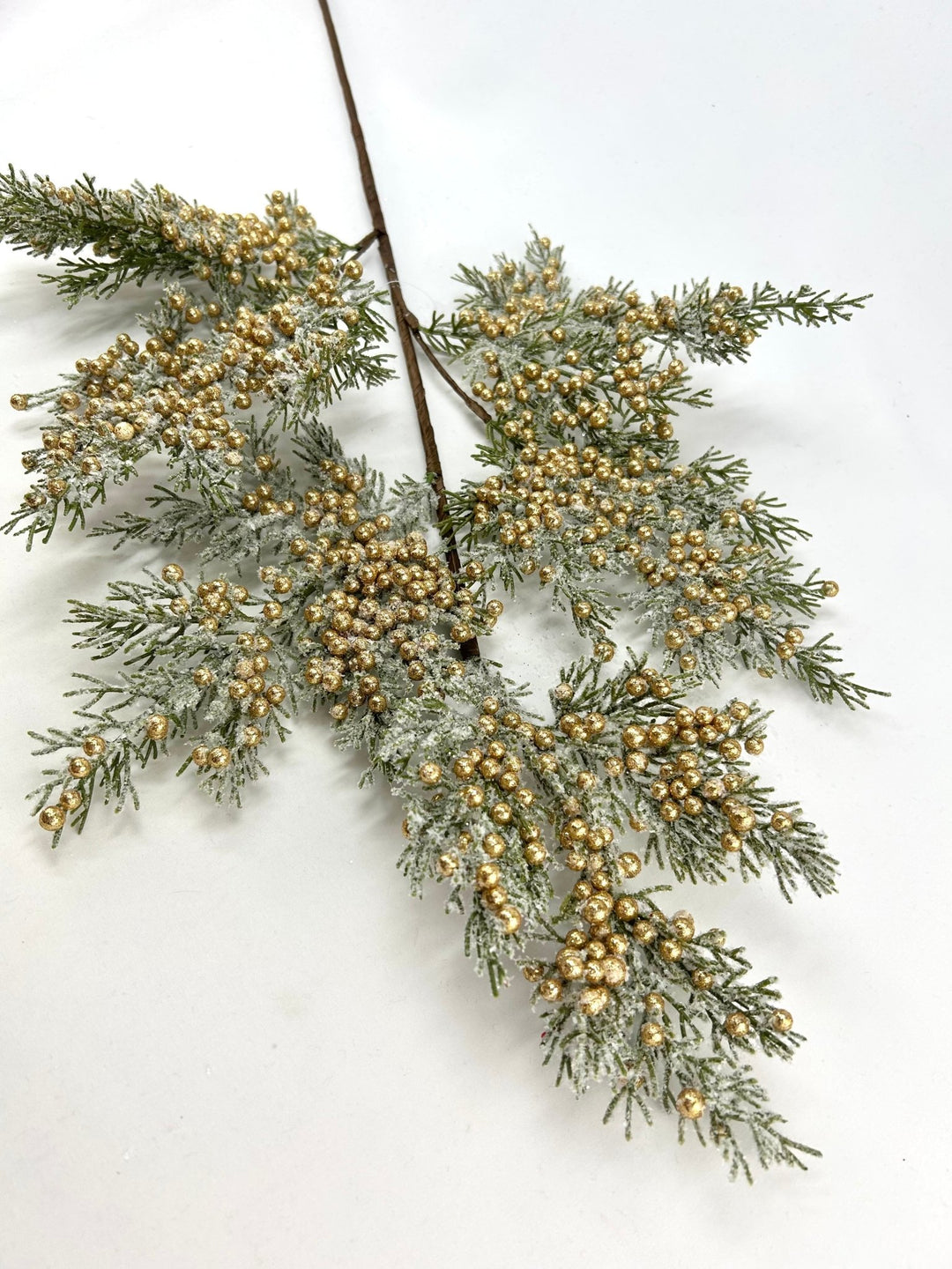 Artificial Gold Cedar Berry Spray With Snow - 32" - Greenery MarketArtificial Flora85775-GOLD