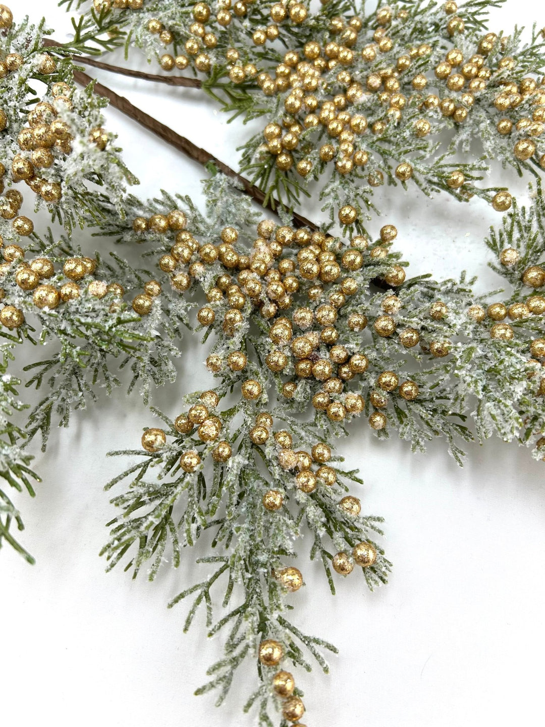 Artificial Gold Cedar Berry Spray With Snow - 32" - Greenery MarketArtificial Flora85775-GOLD