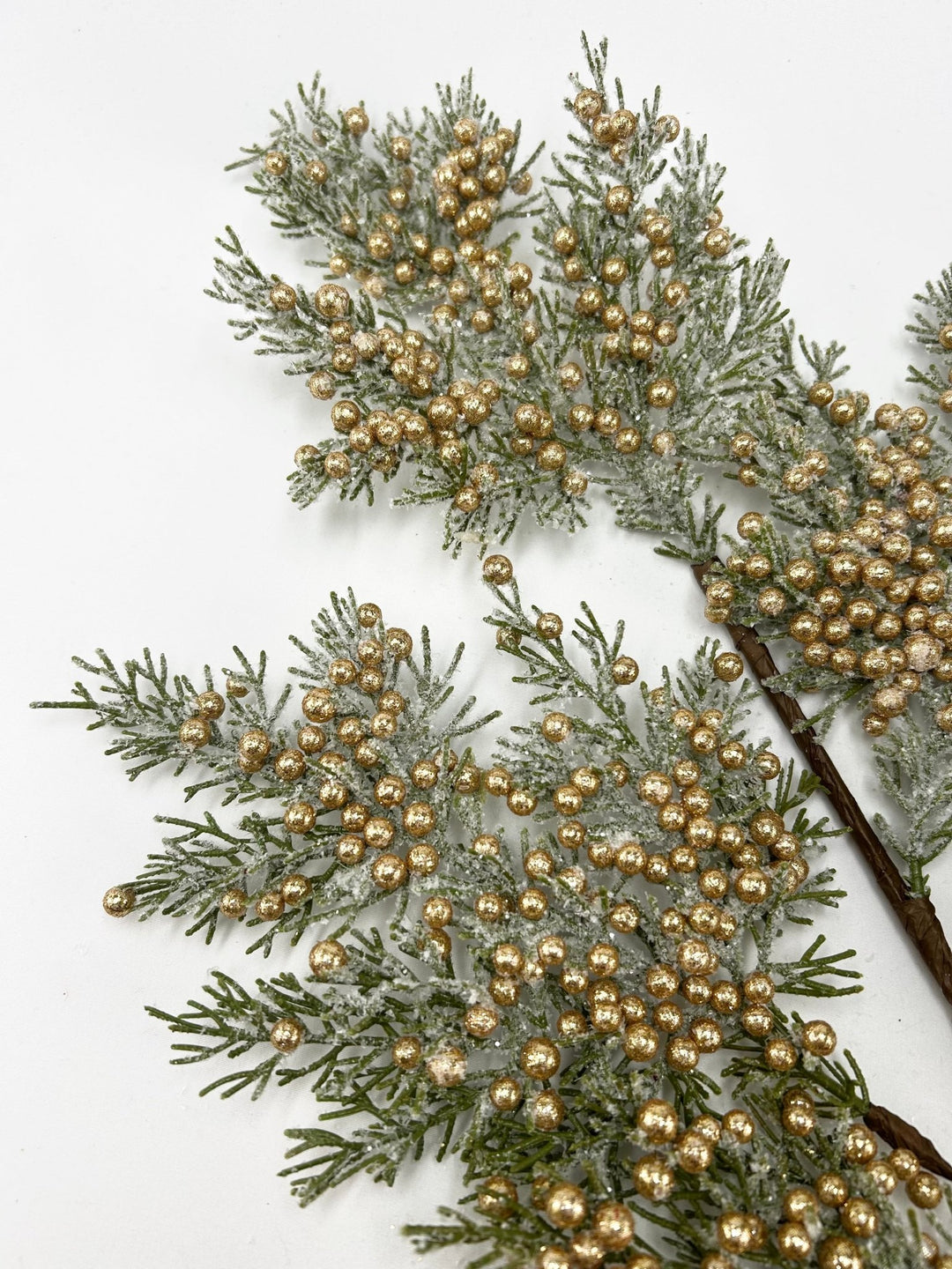 Artificial Gold Cedar Berry Spray With Snow - 32" - Greenery MarketArtificial Flora85775-GOLD