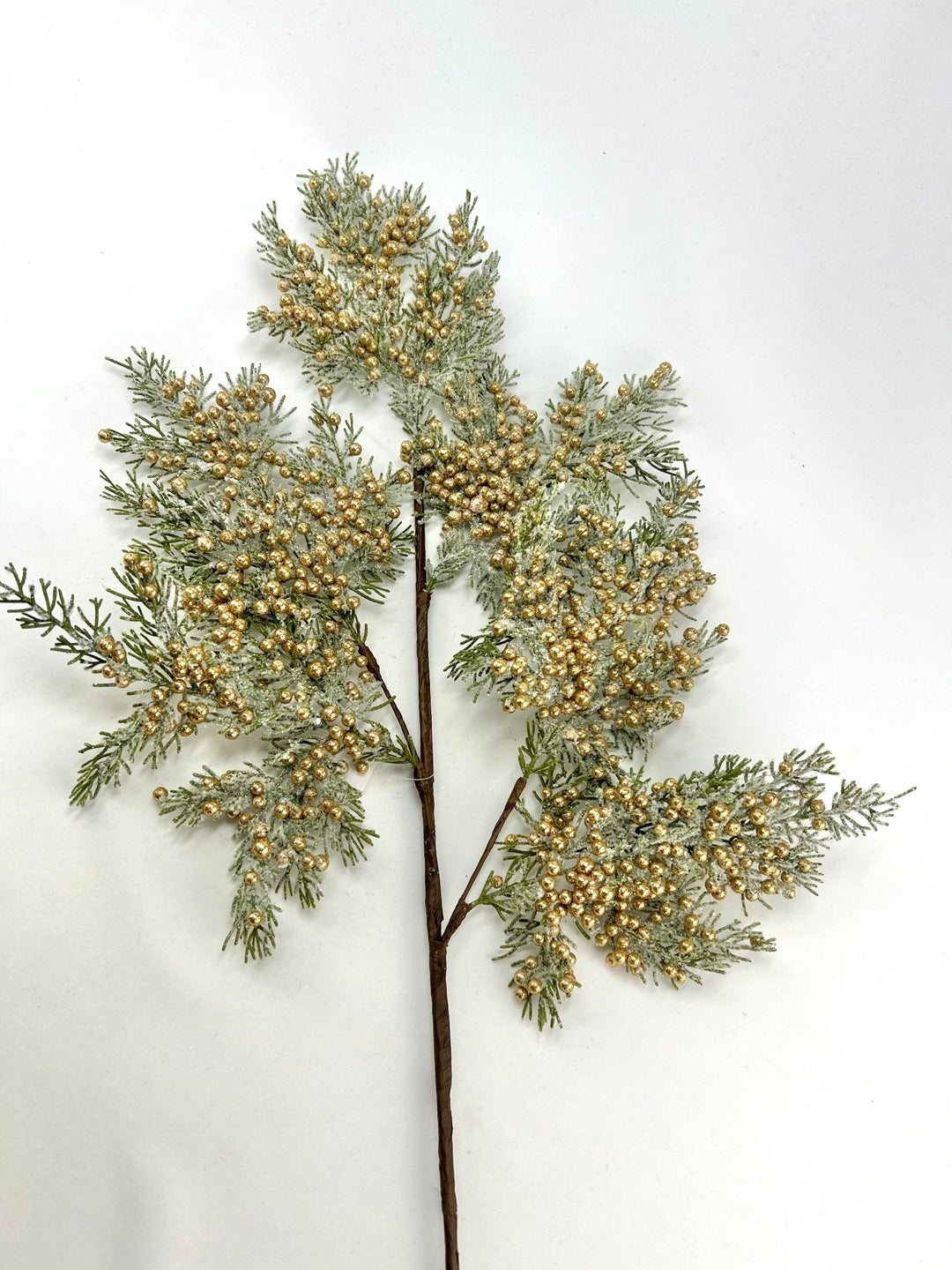Artificial Gold Cedar Berry Spray With Snow - 32" - Greenery MarketArtificial Flora85775-GOLD