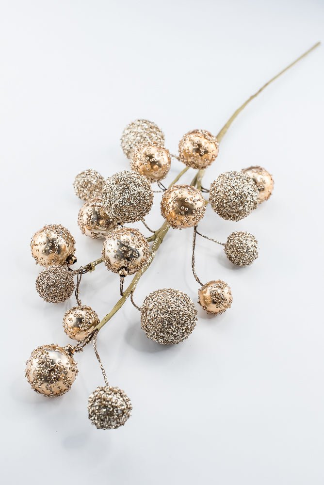 Artificial Gold & Champagne Mixed Ball Spray - 26" - Greenery MarketArtificial Flowers235701