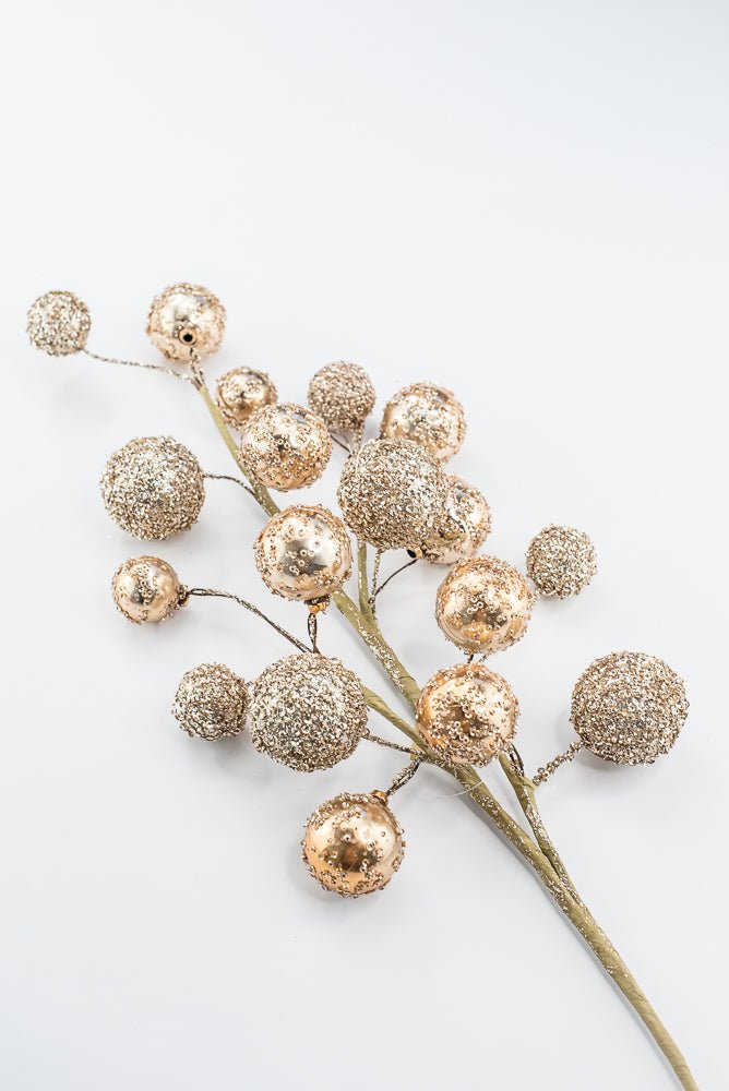 Artificial Gold & Champagne Mixed Ball Spray - 26" - Greenery MarketArtificial Flowers235701
