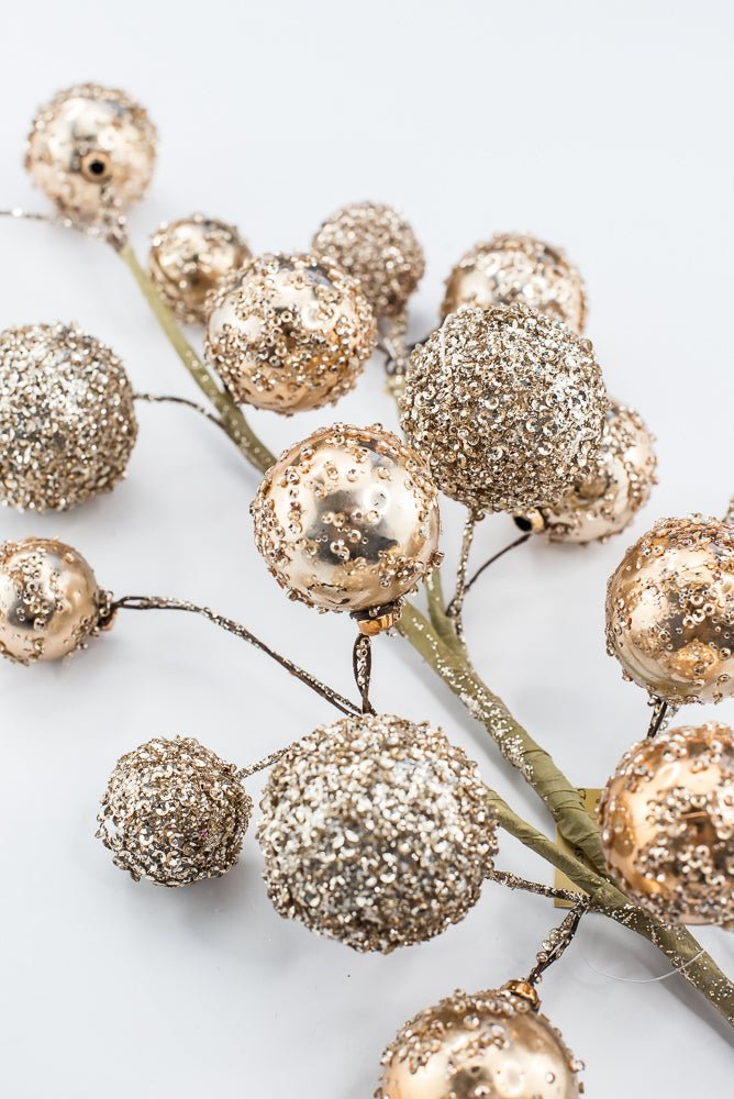 Artificial Gold & Champagne Mixed Ball Spray - 26" - Greenery MarketArtificial Flowers235701