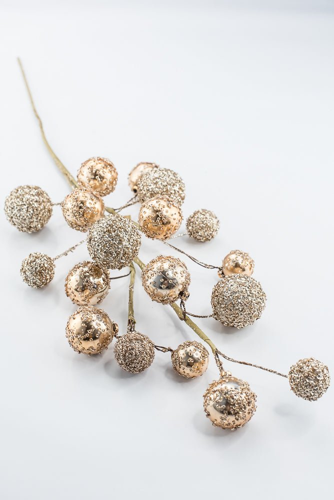 Artificial Gold & Champagne Mixed Ball Spray - 26" - Greenery MarketArtificial Flowers235701
