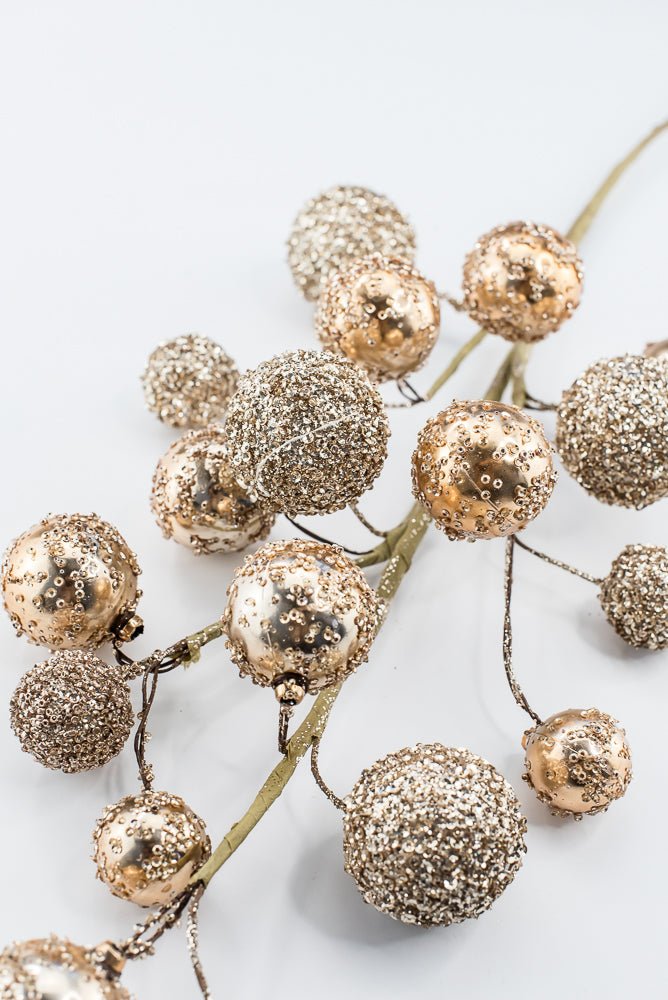 Artificial Gold & Champagne Mixed Ball Spray - 26" - Greenery MarketArtificial Flowers235701