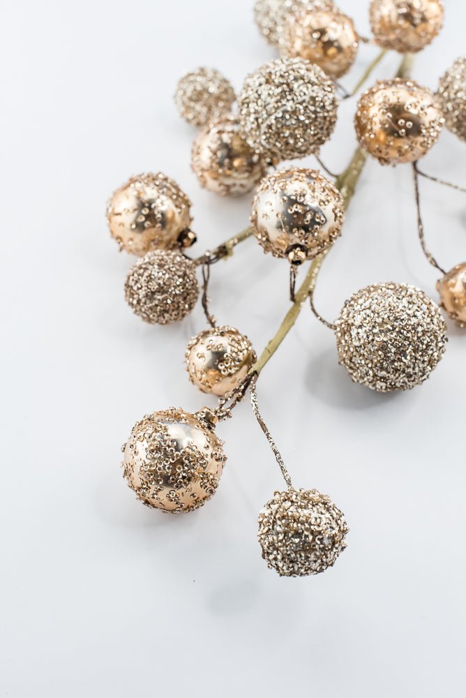 Artificial Gold & Champagne Mixed Ball Spray - 26" - Greenery MarketArtificial Flowers235701