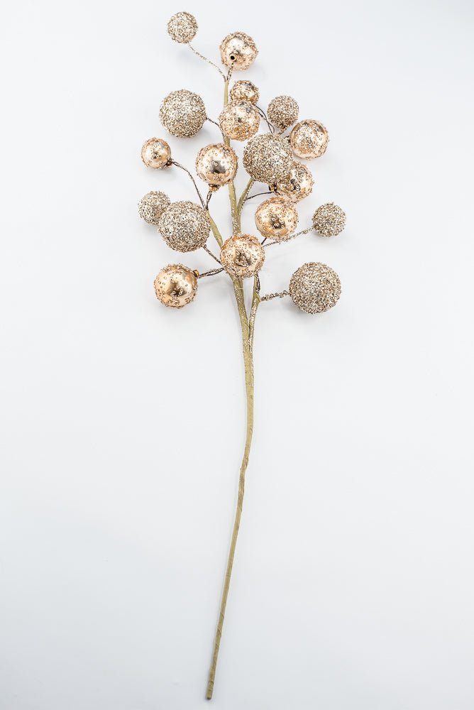 Artificial Gold & Champagne Mixed Ball Spray - 26" - Greenery MarketArtificial Flowers235701