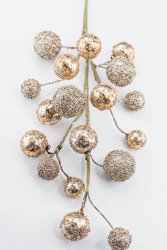 Artificial Gold & Champagne Mixed Ball Spray - 26" - Greenery MarketArtificial Flowers235701