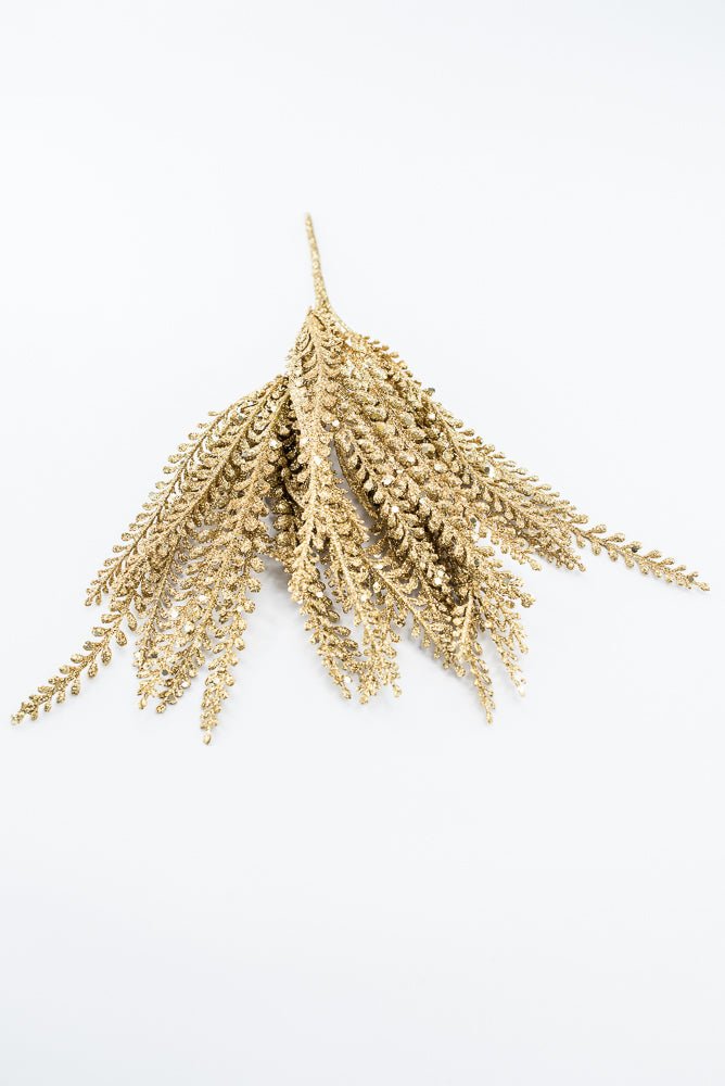 Artificial Gold Glitter Button Leaves Bush - 16" - Greenery Market86929GD