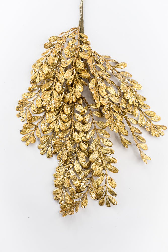 Artificial Gold Glitter Laves Spray - 26" - Greenery MarketArtificial Flora40545-GOLD
