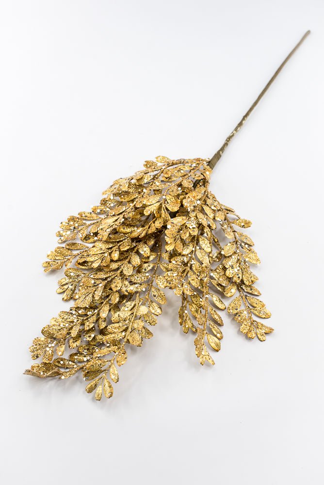 Artificial Gold Glitter Laves Spray - 26" - Greenery MarketArtificial Flora40545-GOLD