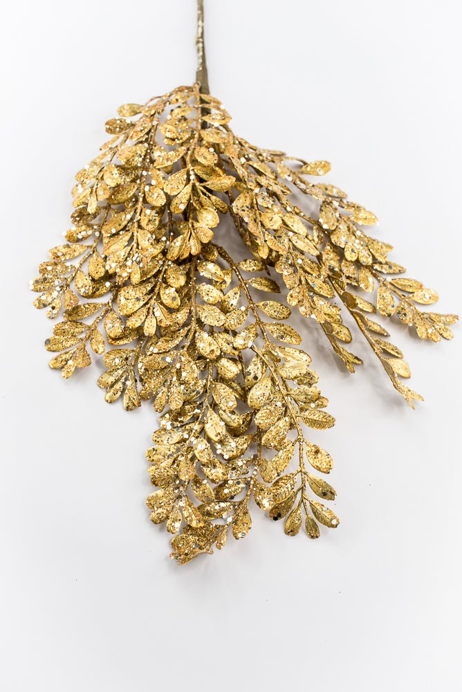 Artificial Gold Glitter Laves Spray - 26" - Greenery MarketArtificial Flora40545-GOLD