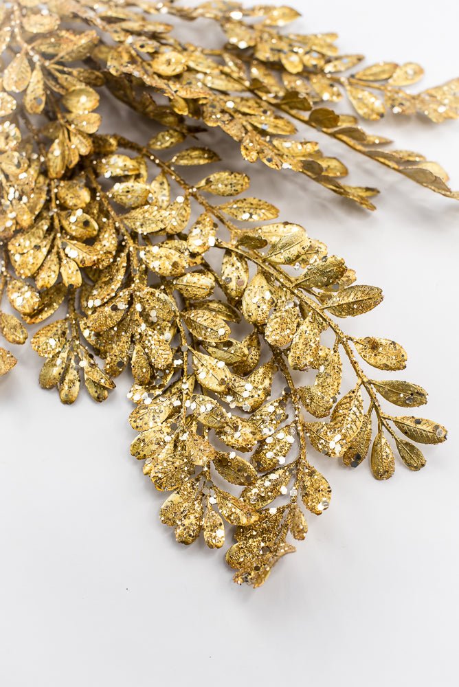 Artificial Gold Glitter Laves Spray - 26" - Greenery MarketArtificial Flora40545-GOLD
