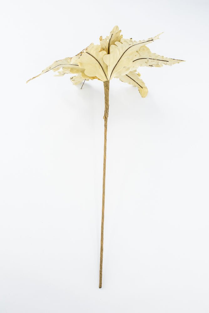 Artificial Gold Glitter Metallic Poinsettia Stem - 15" - Greenery MarketArtificial Flora40467-GOLD