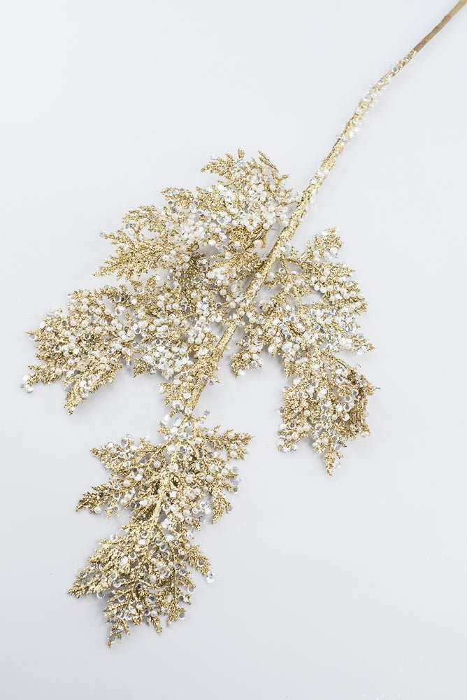 Artificial Gold Glitter Sequin Pearl Cedar Spray - 27.5" - Greenery MarketArtificial Flora40341-GOLD