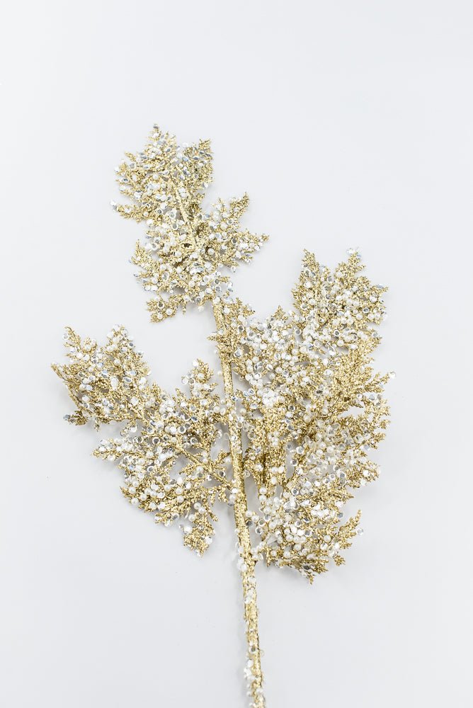 Artificial Gold Glitter Sequin Pearl Cedar Spray - 27.5" - Greenery MarketArtificial Flora40341-GOLD
