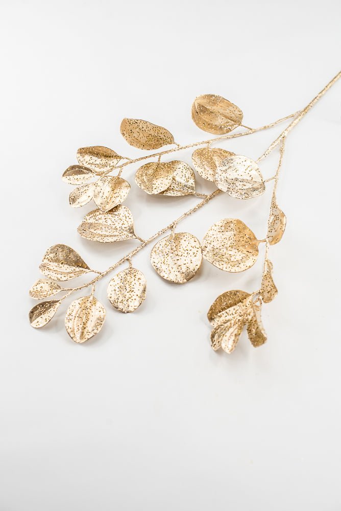 Artificial Gold Glittered Paddle Leaf Spray - 25" - Greenery MarketArtificial FloraXG1152-GO