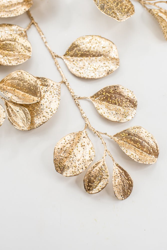 Artificial Gold Glittered Paddle Leaf Spray - 25" - Greenery MarketArtificial FloraXG1152-GO