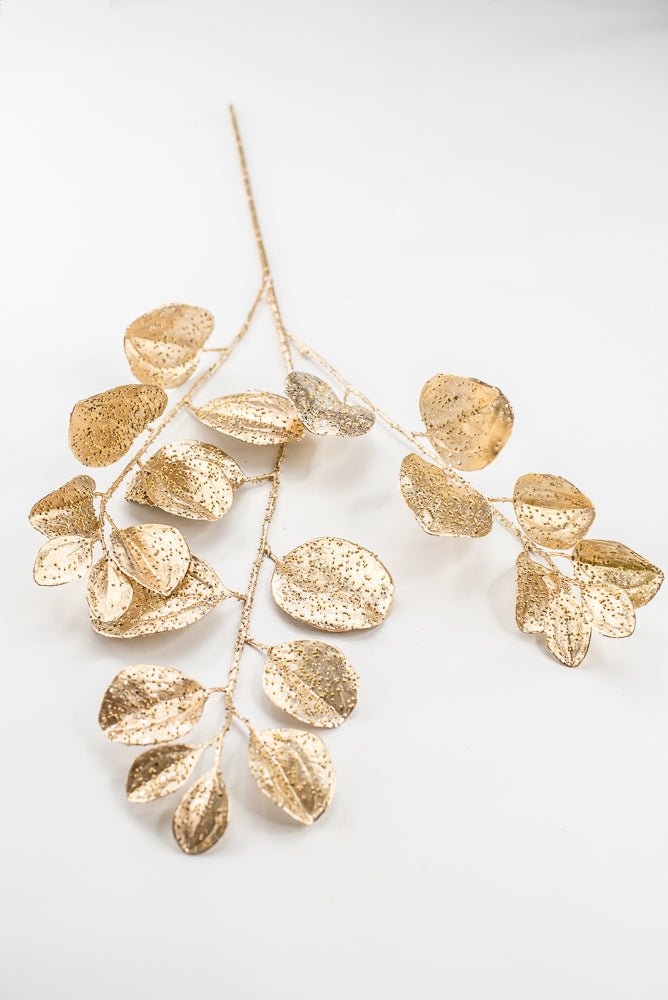 Artificial Gold Glittered Paddle Leaf Spray - 25" - Greenery MarketArtificial FloraXG1152-GO