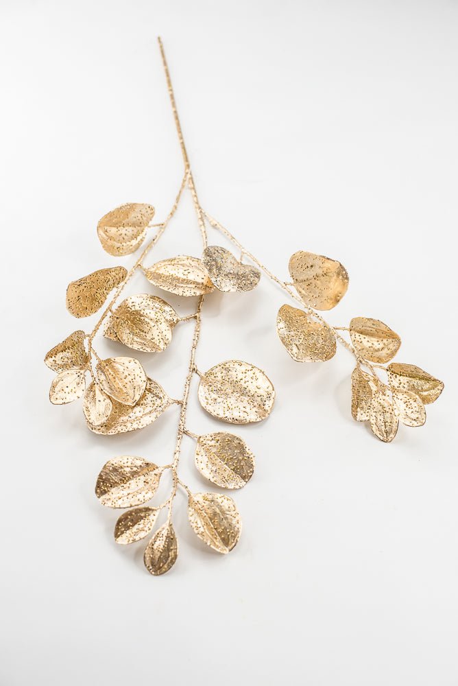 Artificial Gold Glittered Paddle Leaf Spray - 25" - Greenery MarketArtificial FloraXG1152-GO