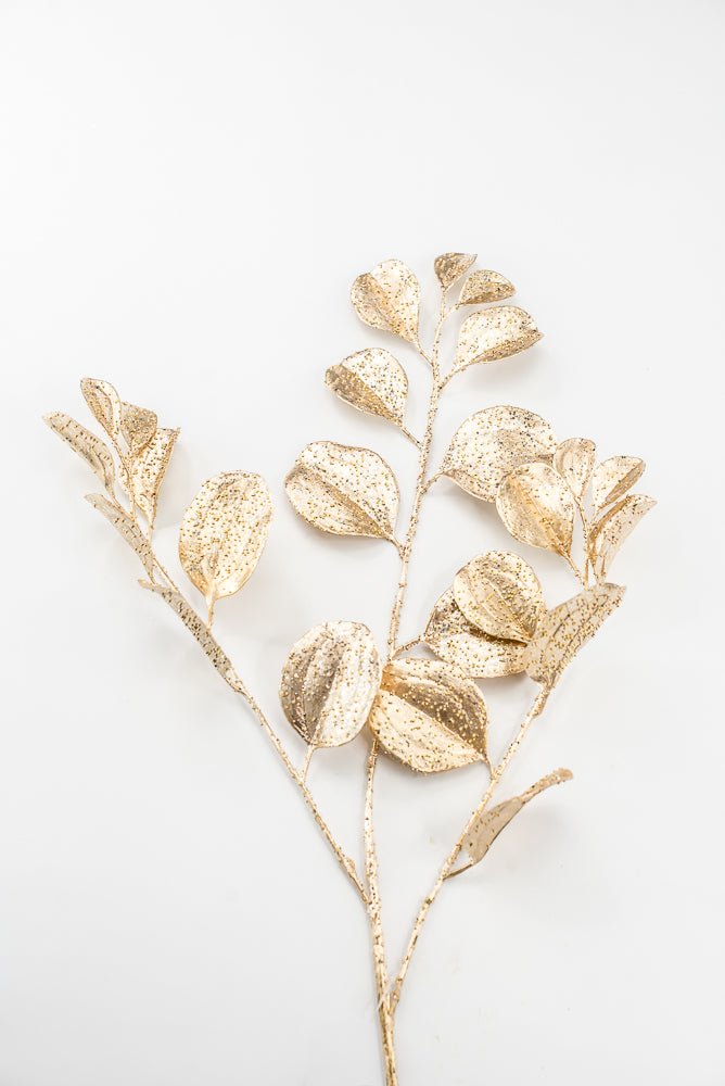 Artificial Gold Glittered Paddle Leaf Spray - 25" - Greenery MarketArtificial FloraXG1152-GO