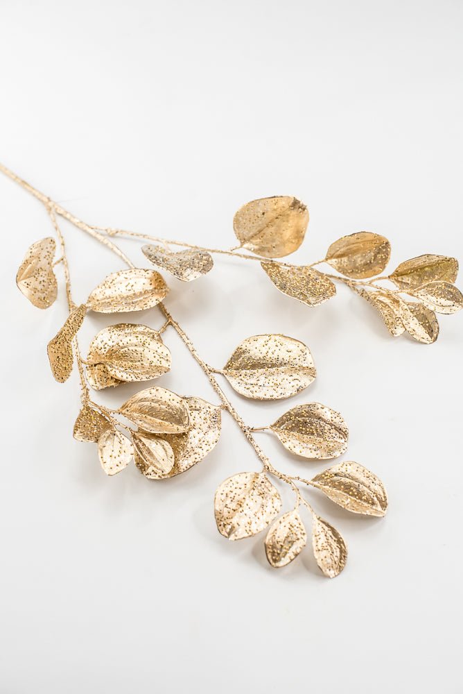 Artificial Gold Glittered Paddle Leaf Spray - 25" - Greenery MarketArtificial FloraXG1152-GO