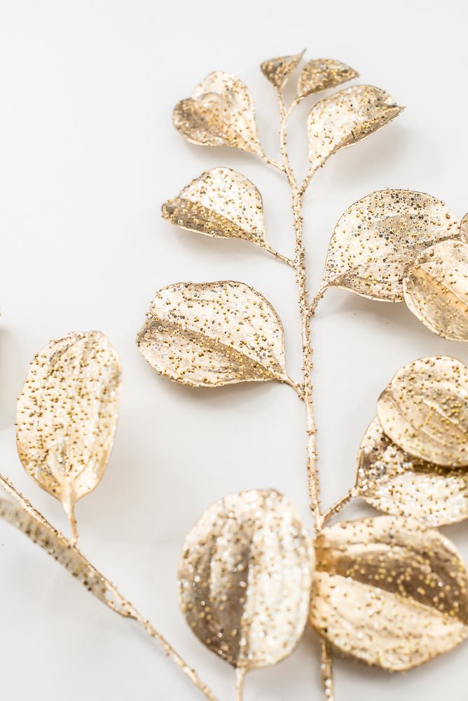 Artificial Gold Glittered Paddle Leaf Spray - 25" - Greenery MarketArtificial FloraXG1152-GO