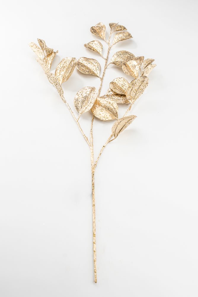 Artificial Gold Glittered Paddle Leaf Spray - 25" - Greenery MarketArtificial FloraXG1152-GO