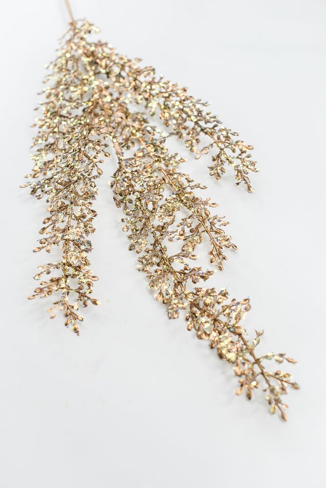 Artificial Gold Glittered Sequin Leaf Spray - 32" - Greenery MarketArtificial FloraXG1120-GO