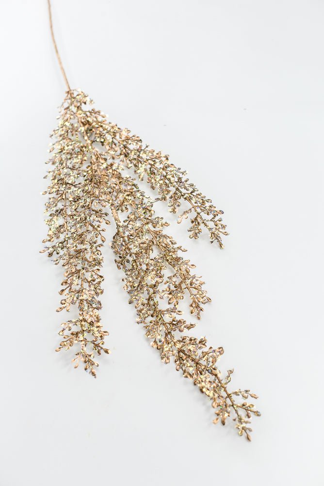 Artificial Gold Glittered Sequin Leaf Spray - 32" - Greenery MarketArtificial FloraXG1120-GO
