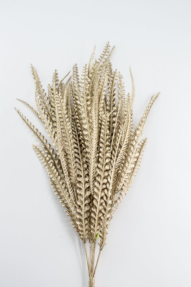Artificial Gold Metallic, Button & Sword Fern Leaves Bush - 22" - Greenery MarketArtificial Flora86889GD