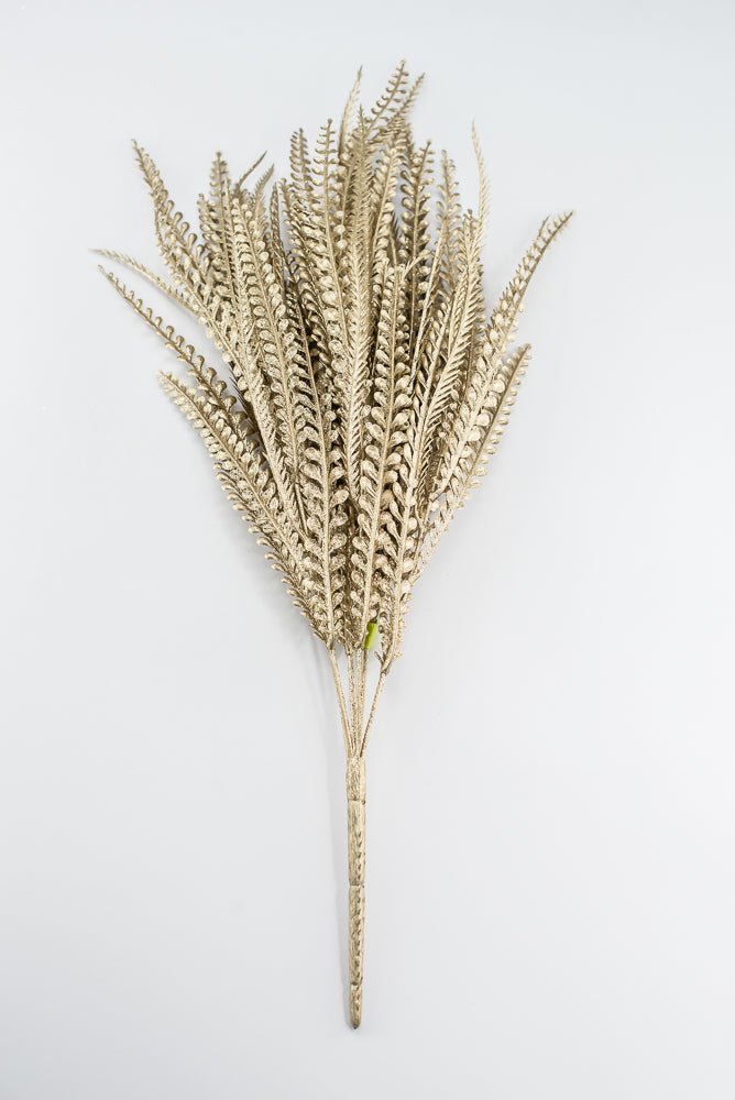 Artificial Gold Metallic, Button & Sword Fern Leaves Bush - 22" - Greenery MarketArtificial Flora86889GD