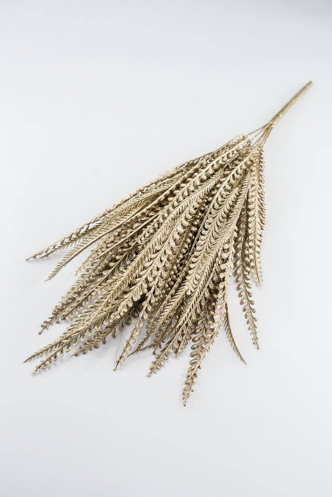 Artificial Gold Metallic, Button & Sword Fern Leaves Bush - 22" - Greenery MarketArtificial Flora86889GD