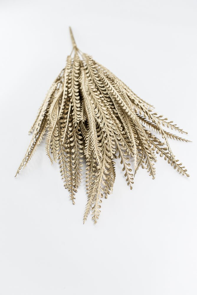 Artificial Gold Metallic, Button & Sword Fern Leaves Bush - 22" - Greenery MarketArtificial Flora86889GD