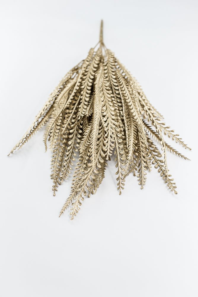 Artificial Gold Metallic, Button & Sword Fern Leaves Bush - 22" - Greenery MarketArtificial Flora86889GD