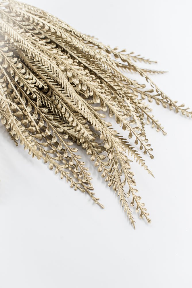 Artificial Gold Metallic, Button & Sword Fern Leaves Bush - 22" - Greenery MarketArtificial Flora86889GD
