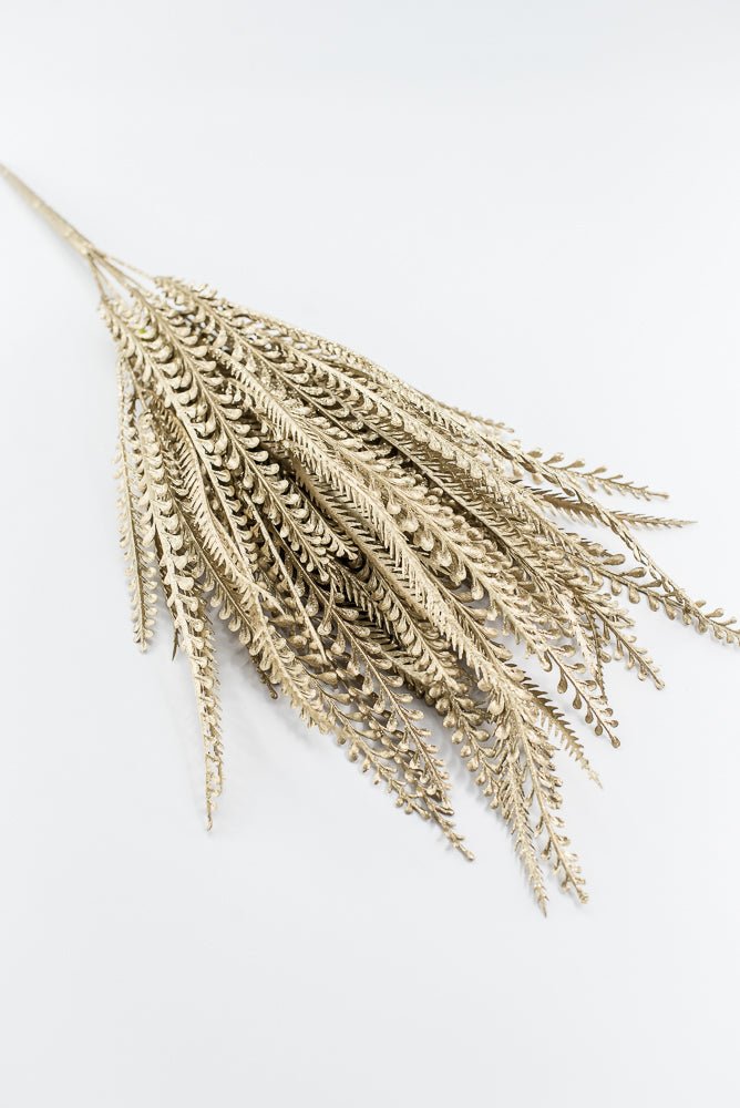 Artificial Gold Metallic, Button & Sword Fern Leaves Bush - 22" - Greenery MarketArtificial Flora86889GD