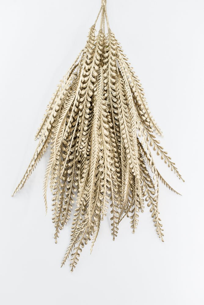 Artificial Gold Metallic, Button & Sword Fern Leaves Bush - 22" - Greenery MarketArtificial Flora86889GD