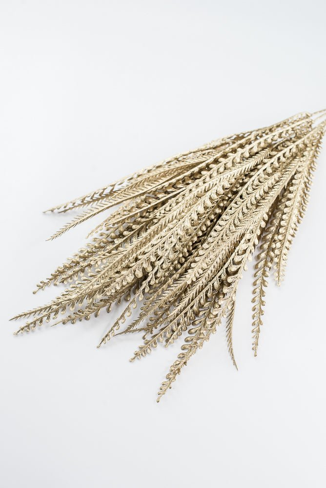 Artificial Gold Metallic, Button & Sword Fern Leaves Bush - 22" - Greenery MarketArtificial Flora86889GD