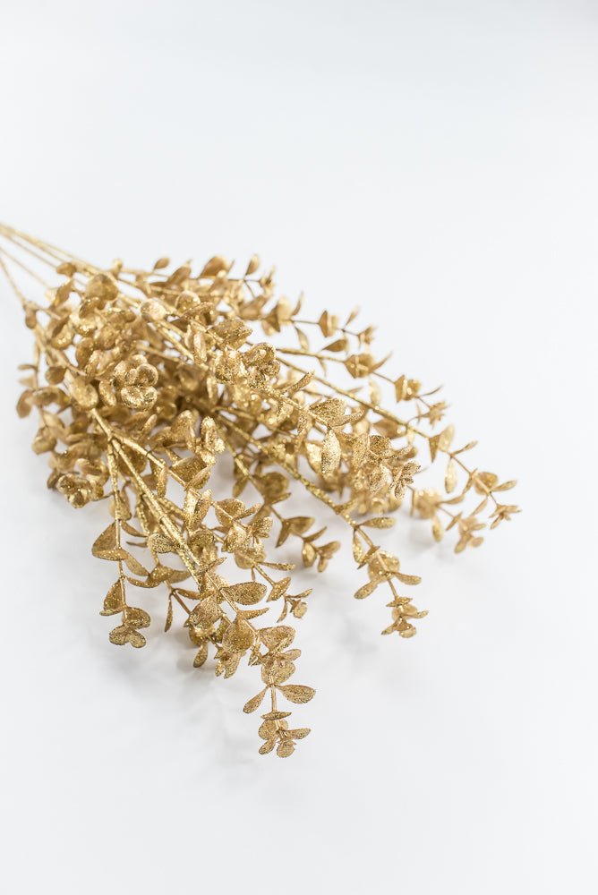Artificial Gold Metallic Eucalyptus Bush - 18" - Greenery MarketArtificial Flora86893GD