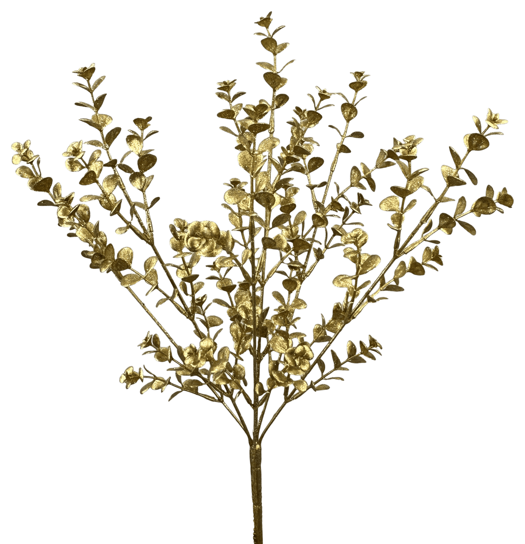 Artificial Gold Metallic Eucalyptus Bush - 18" - Greenery MarketArtificial Flora86893GD